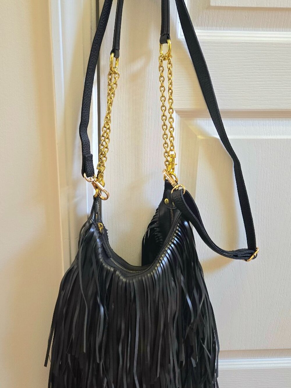Black fringe bohemian satchel